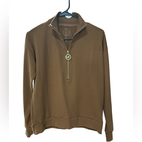 Michael Kors Brown Zip Up Sweater with Ribbed Cuffs - Picture 1 of 4